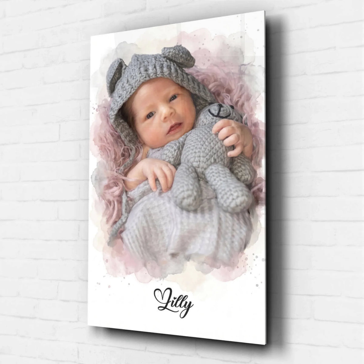 Babyportrait im Aquarell-Stil nach Foto - Acrylglas