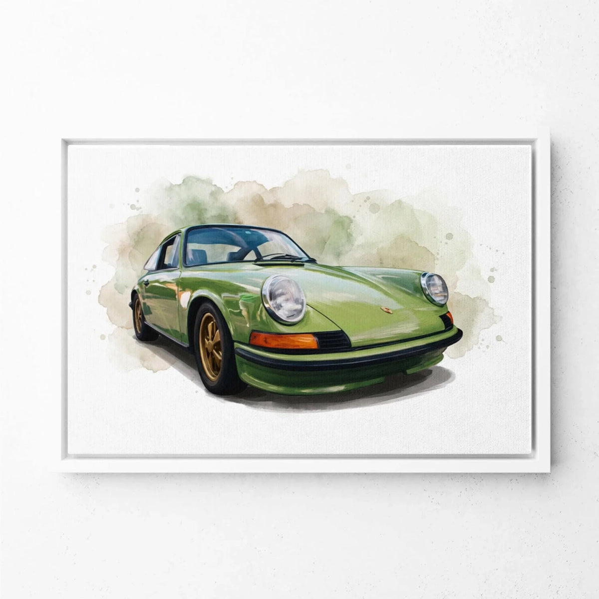Autoportrait im Aquarell-Stil (Querformat) nach Foto - Leinwand mit weißem Rahmen