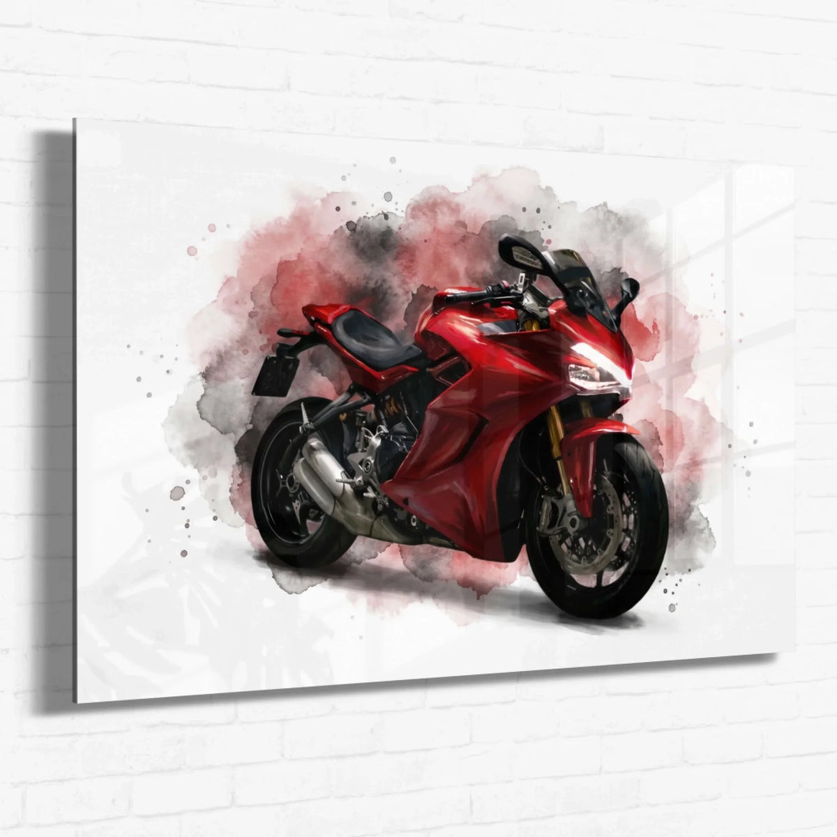 Motorradportrait im Aquarell-Stil (Querformat) nach Foto - Acrylglas