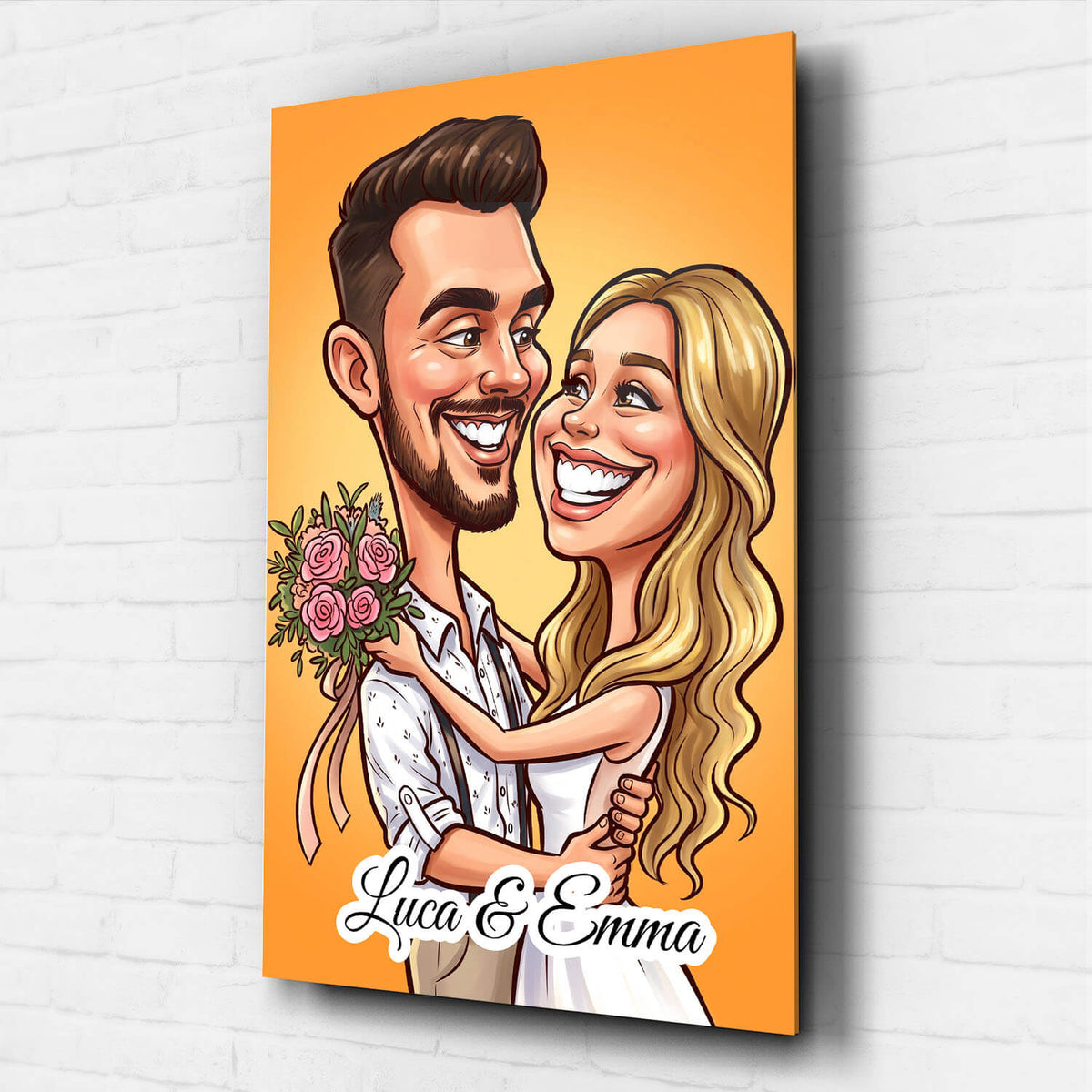 Paar- & Familienportrait im Karikatur-Stil nach Foto - Acrylglas