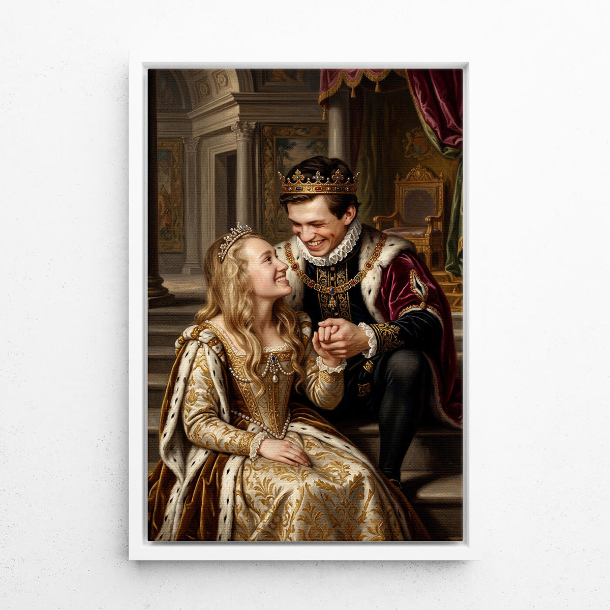 Paar- & Familienportrait im Renaissance-Stil nach Foto - Leinwand mit weißem Rahmen
