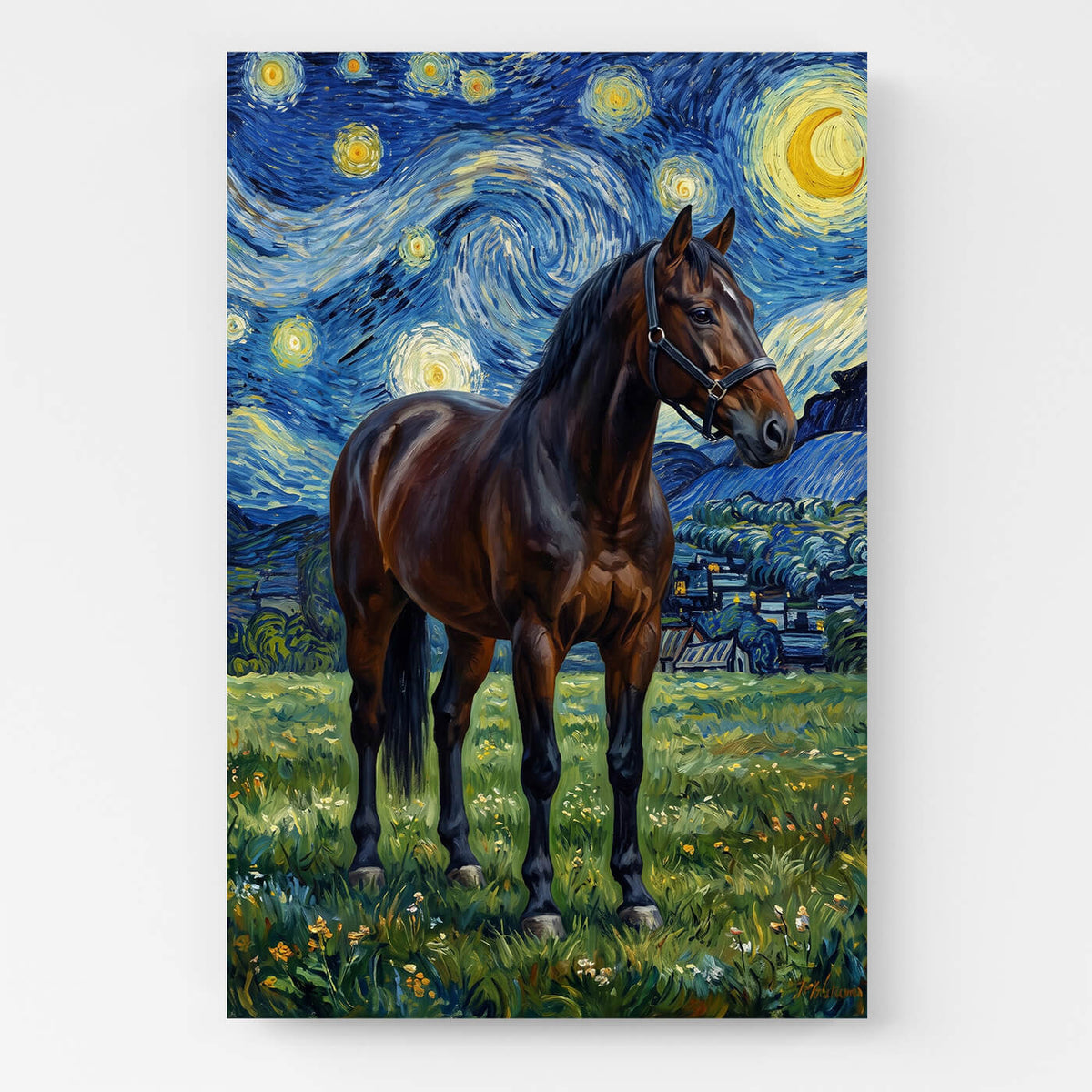 Pferdeportrait im Van-Gogh Stil nach Foto - Leinwand