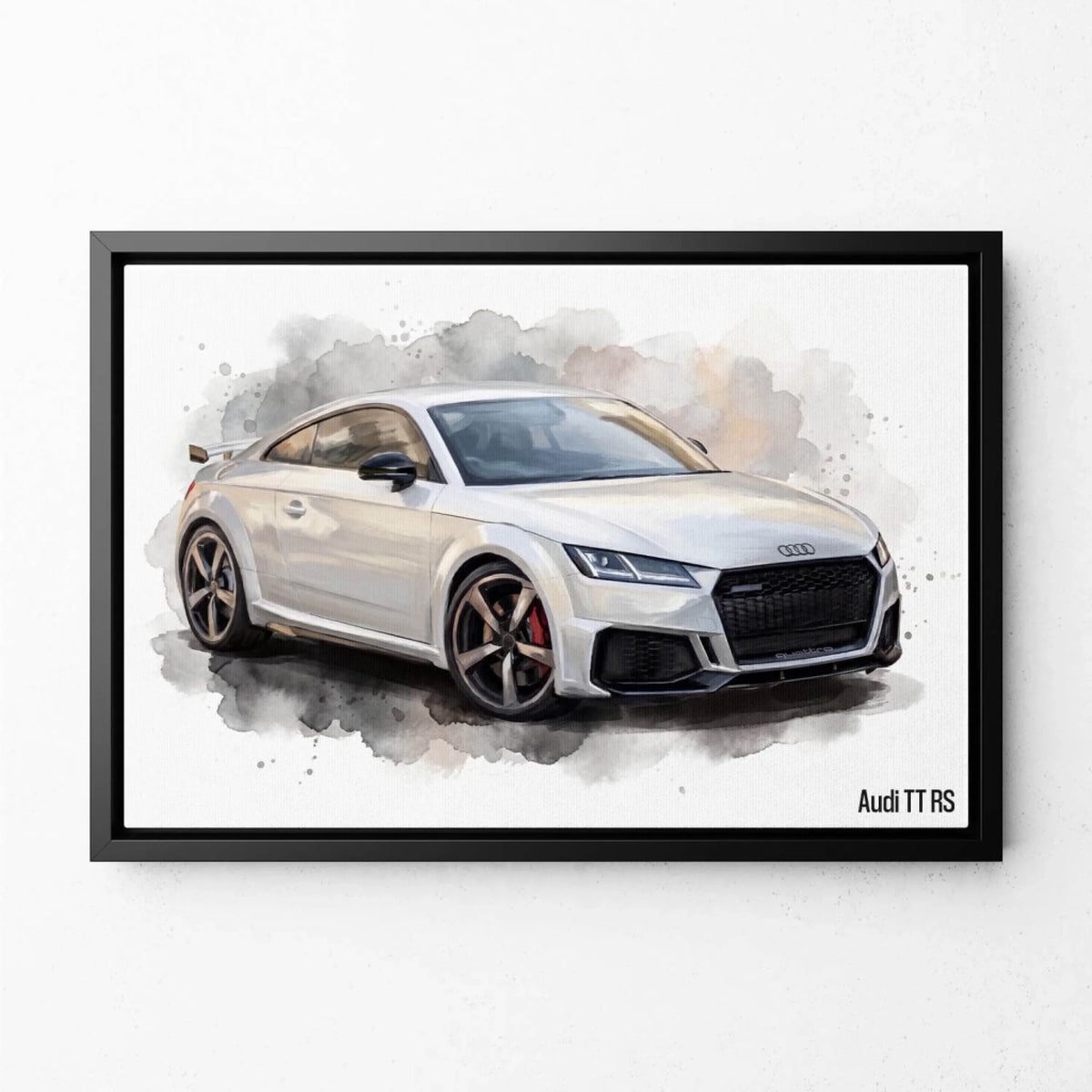 Auto Portrait im Aquarell-Stil nach Foto - Leinwand mit schwarzem Rahmen