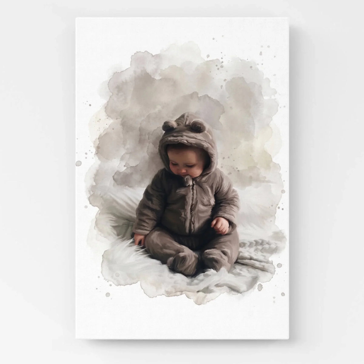 Babyportrait im Aquarell-Stil nach Foto - Leinwand