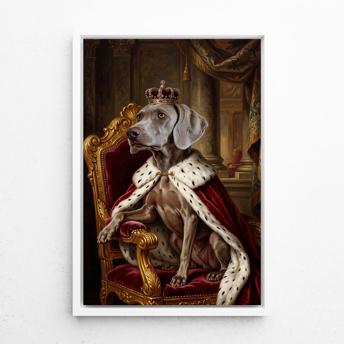 Hundeportrait im Renaissance-Stil nach Foto - Leinwand mit weißem Rahmen