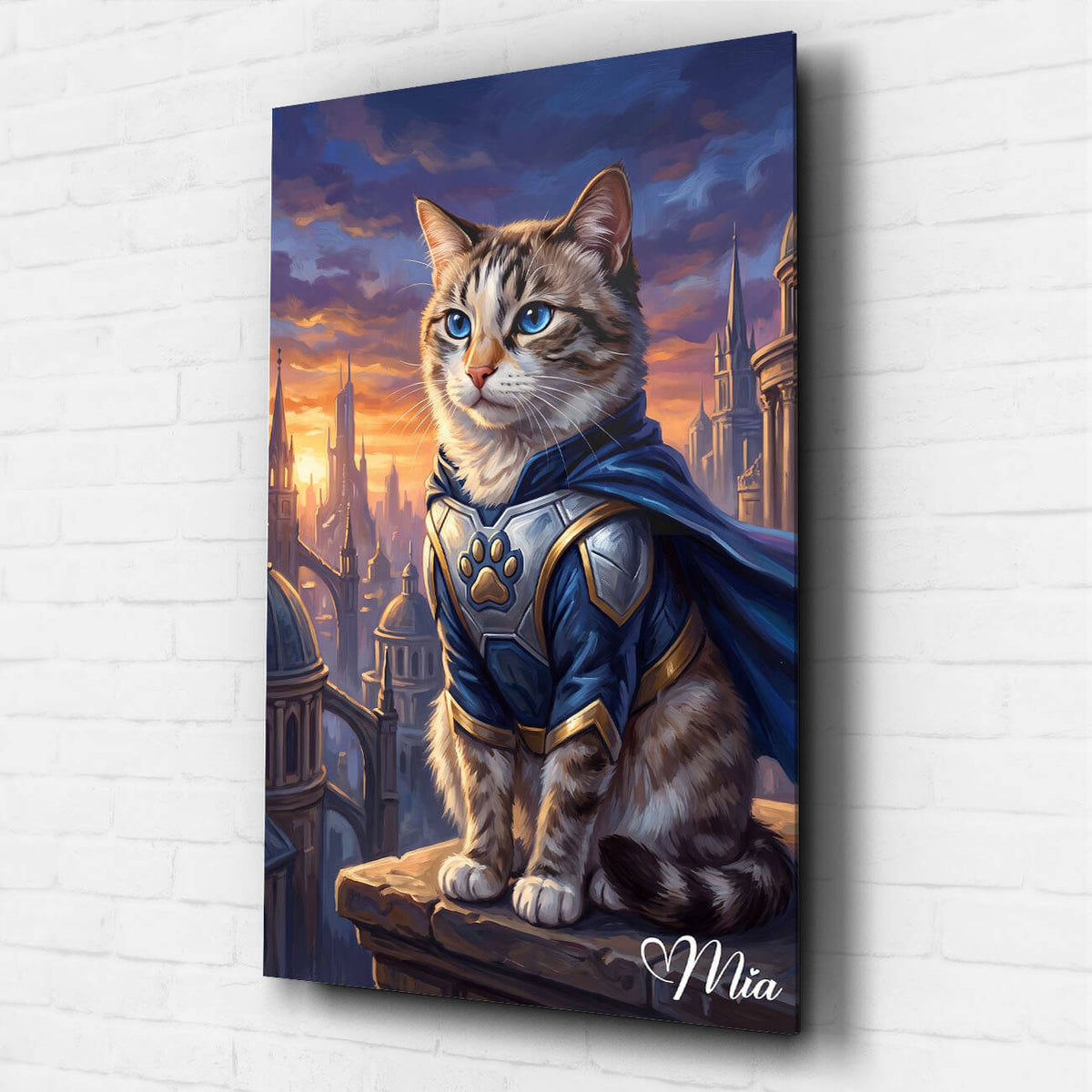 Katzenportrait als Superheld nach Foto - Acrylglas
