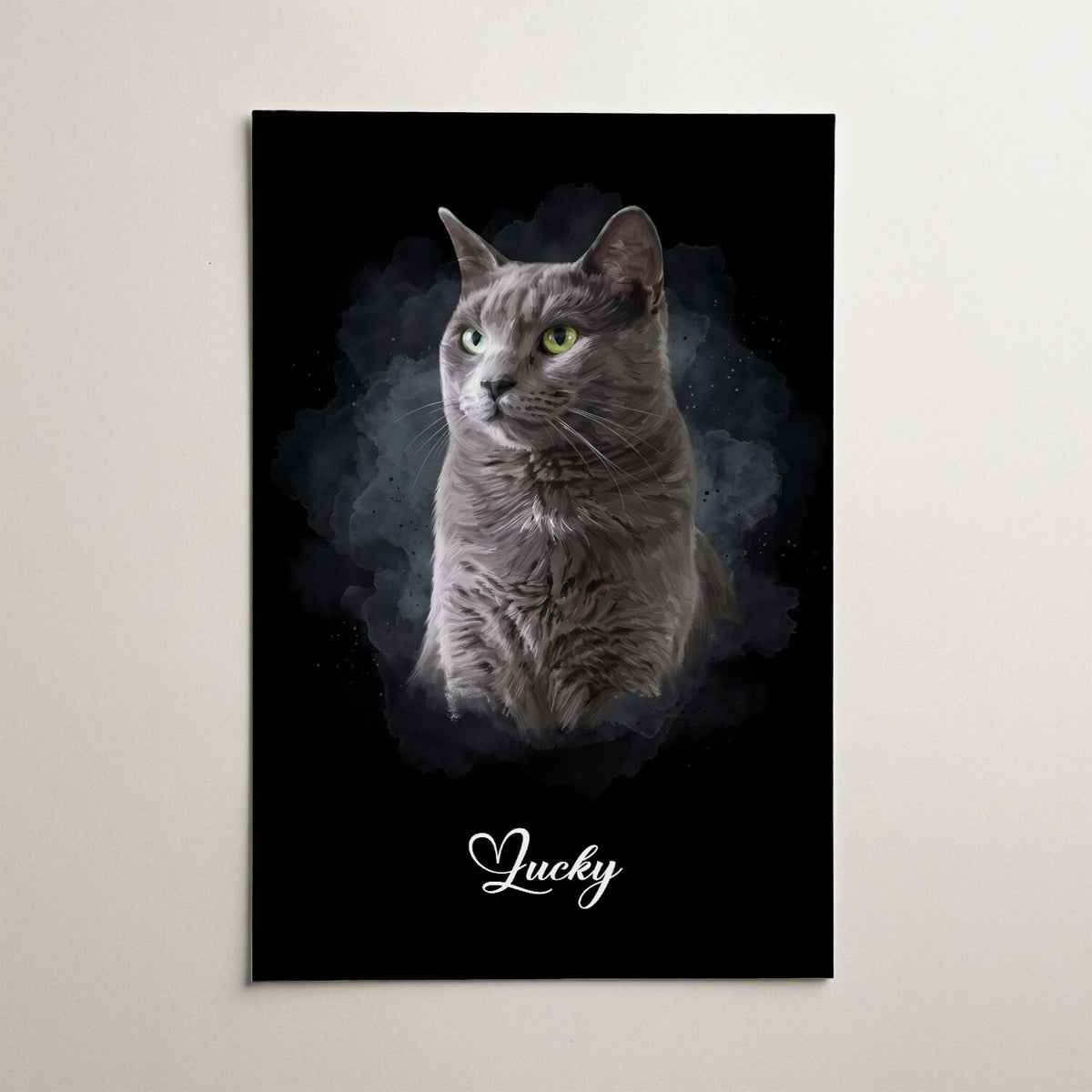 Katzenportrait im Aquarell-Stil - Schwarz nach Foto - Poster