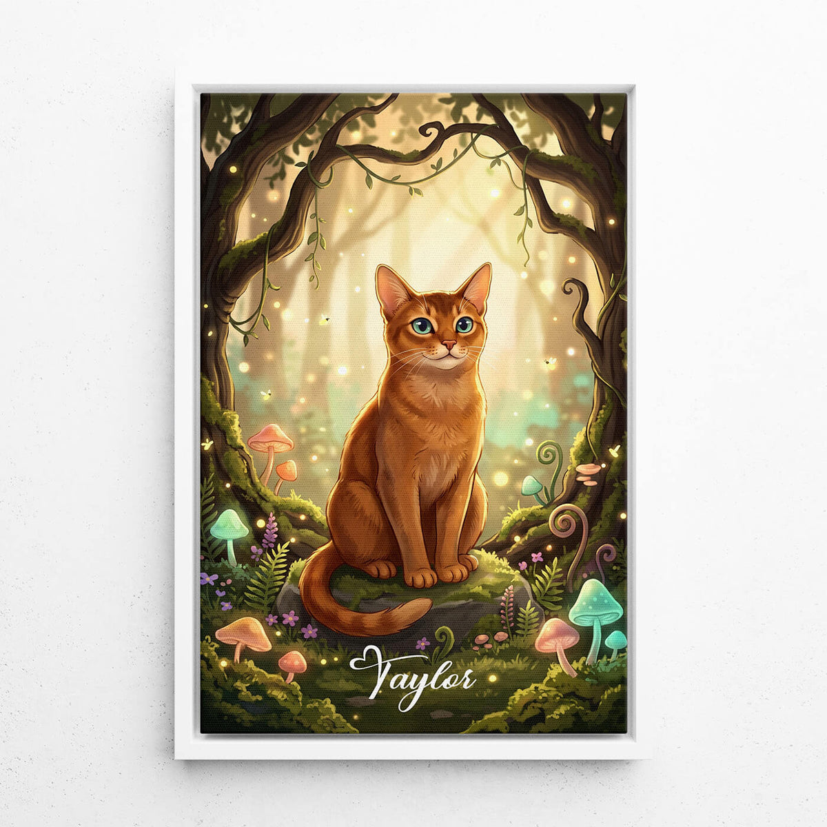 Katzenportrait im Fantasy / Cartoon Stil nach Foto - Leinwand mit weißem Rahmen