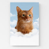 Katzenportrait auf Wolken nach Foto - Leinwand
