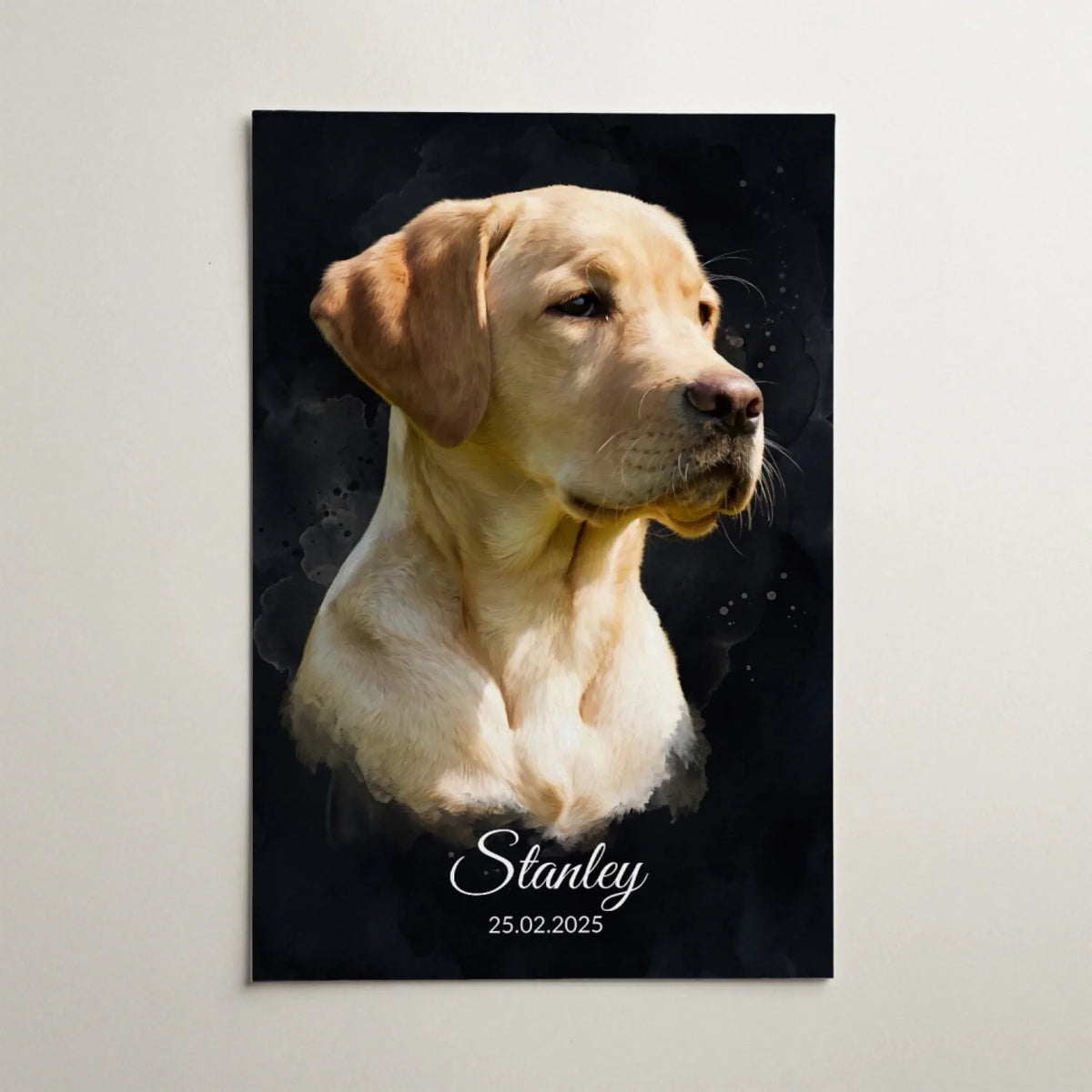 Hundeportrait im Aquarell-Stil - Schwarz nach Foto - Poster