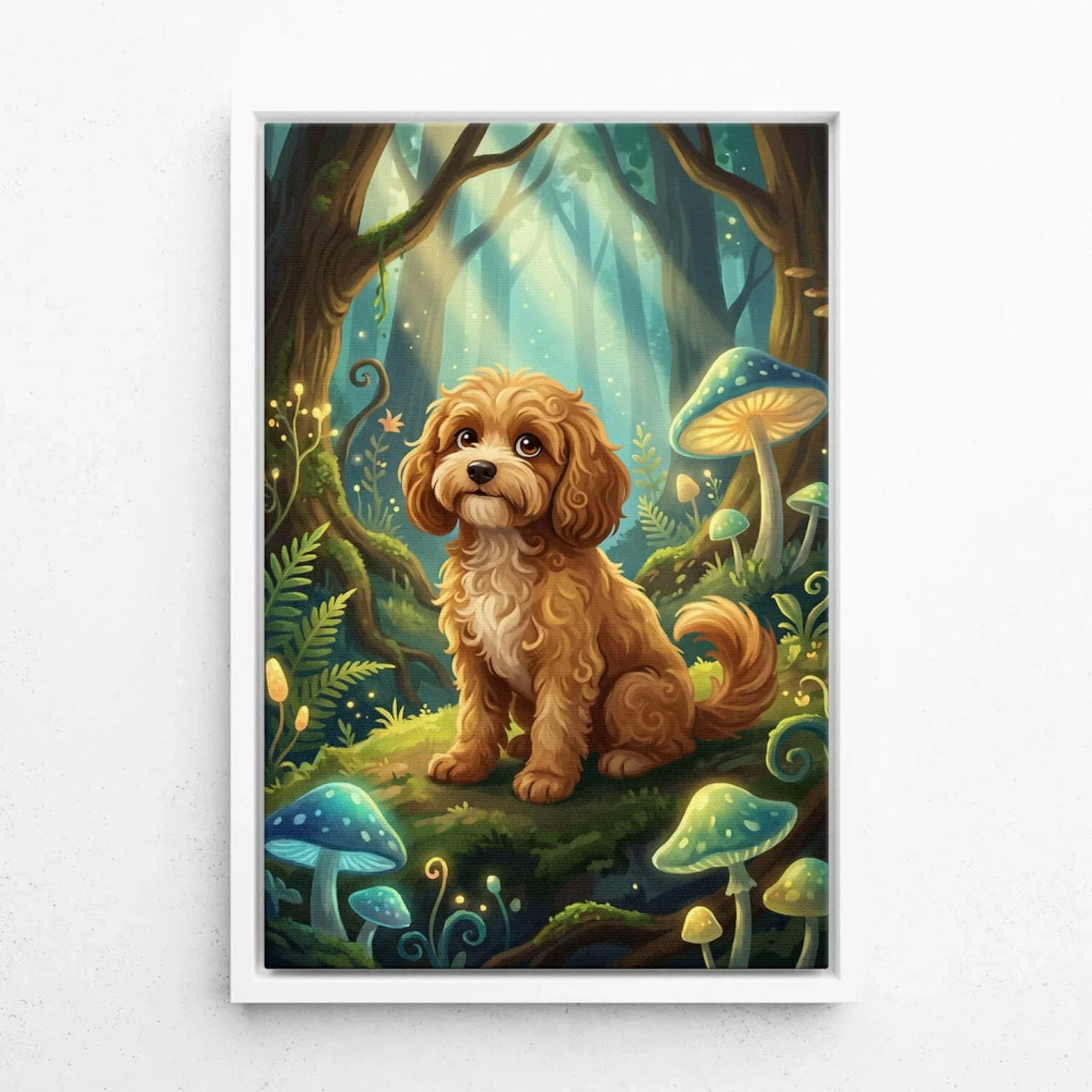 Hundeportrait im Fantasy / Cartoon Stil nach Foto - Leinwand mit weißem Rahmen