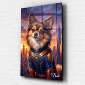 Hundeportrait als Superheld nach Foto - Acrylglas