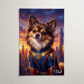 Hundeportrait als Superheld nach Foto - Poster