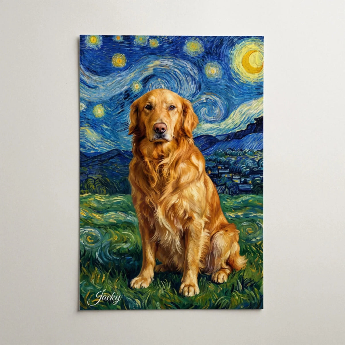Hundeportrait im Van-Gogh Stil nach Foto - Poster