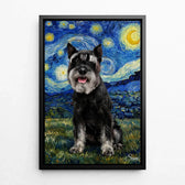Hundeportrait im Van-Gogh-Stil nach Foto - Leinwand mit schwarzem Rahmen