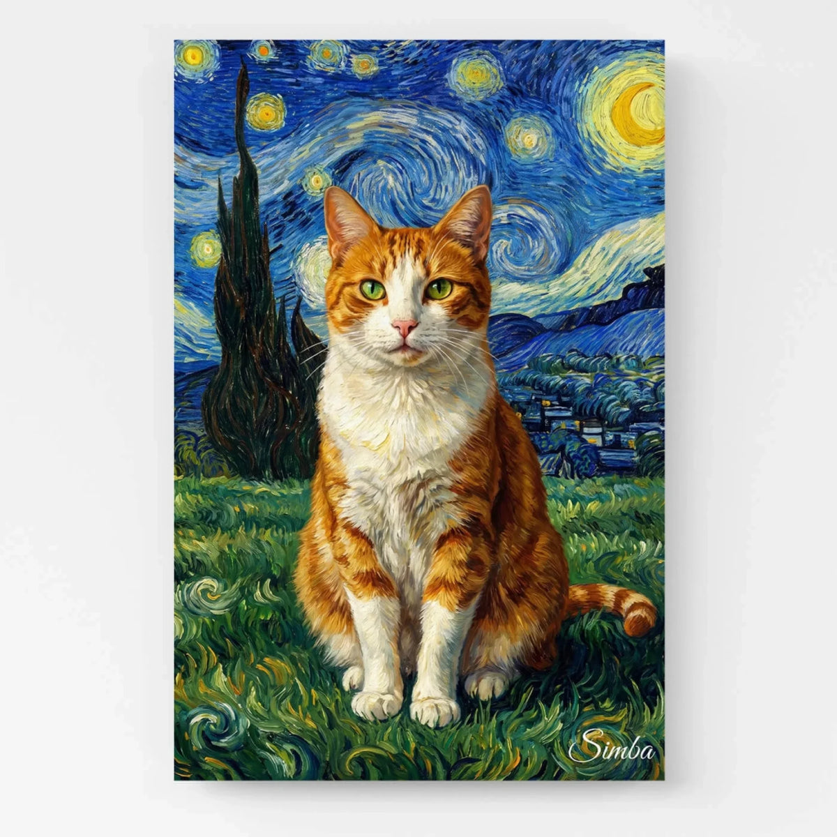 Katzenportrait im Van-Gogh Stil nach Foto - Leinwand