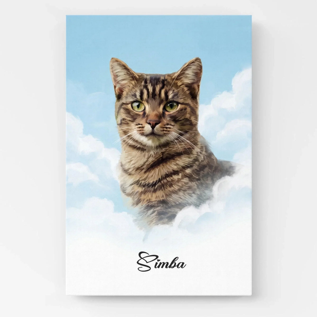 Personalisiertes Katzenportrait auf Wolken nach Foto - Poster