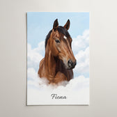 Hundeportrait auf Wolken nach Foto - Poster